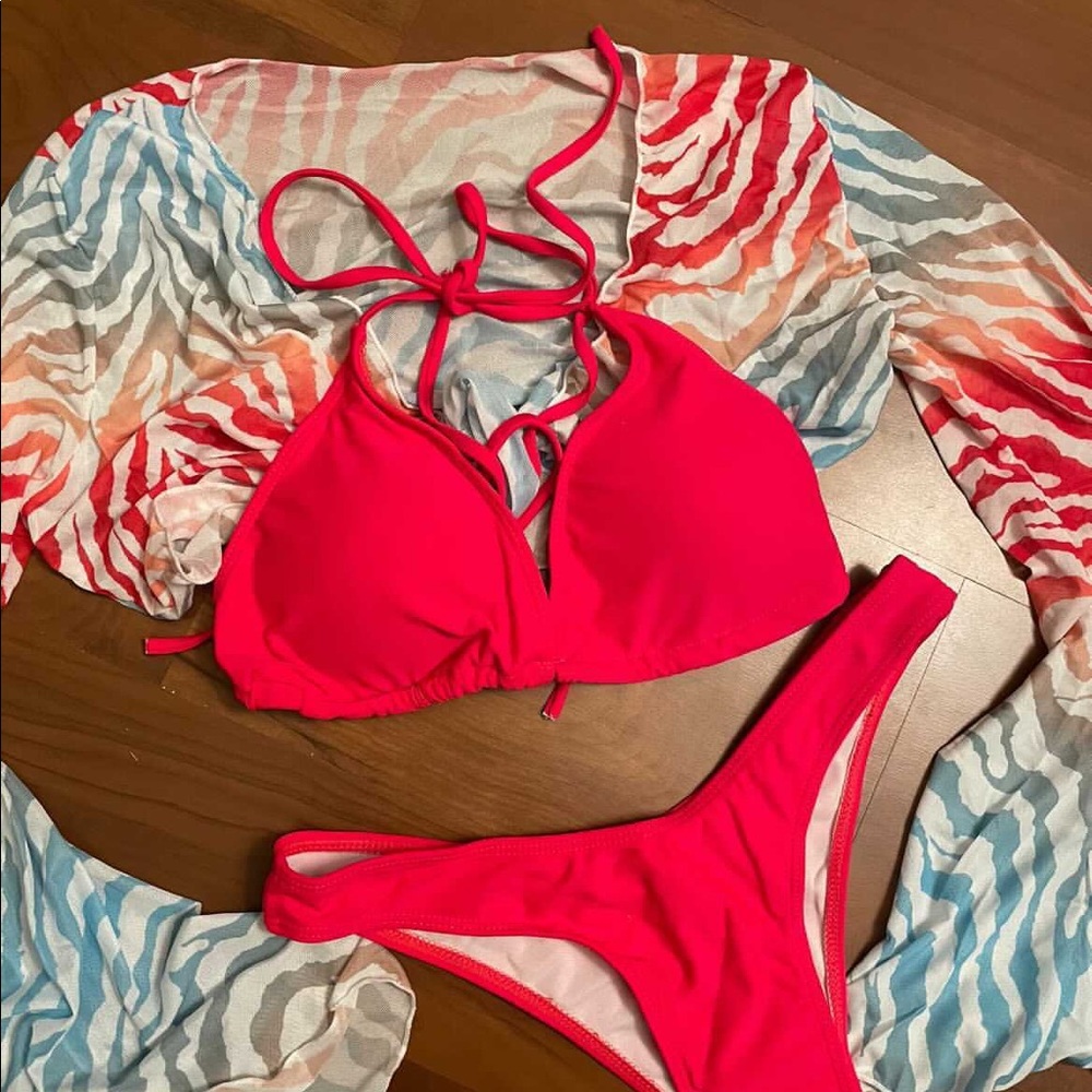 3pc Red swimsuit set size Medium brand new